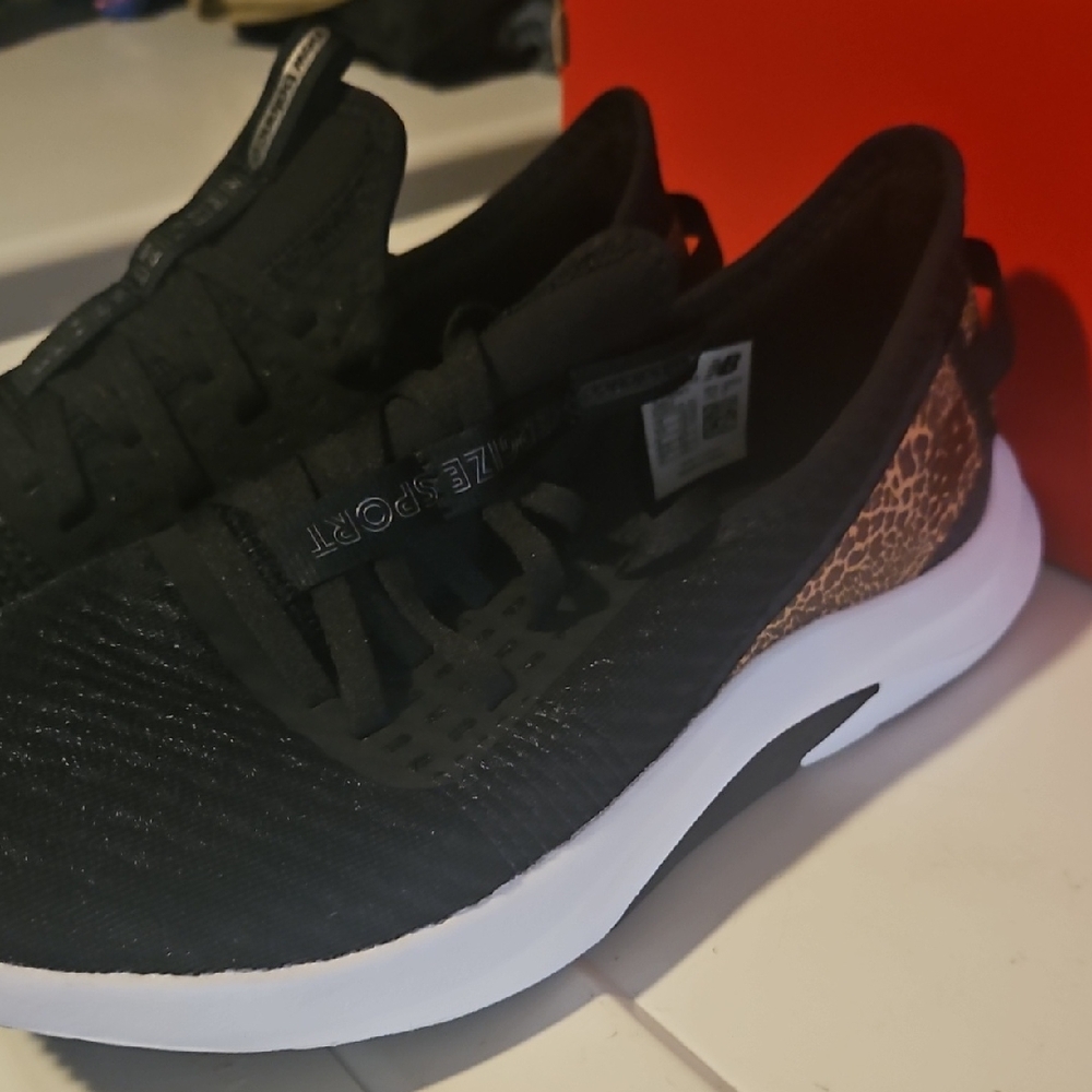 Brand New - New Balance Black Sneakers with Leopard Accents